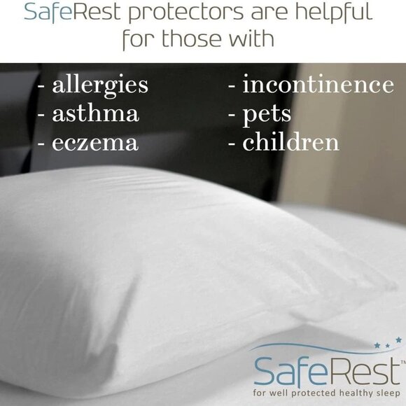 NEW SafeRest Cotton Terry Pillow Protector, Breathable, Standard 2 Pack White - Picture 3 of 8